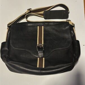 Piel Black Leather European‎ Messenger Bag